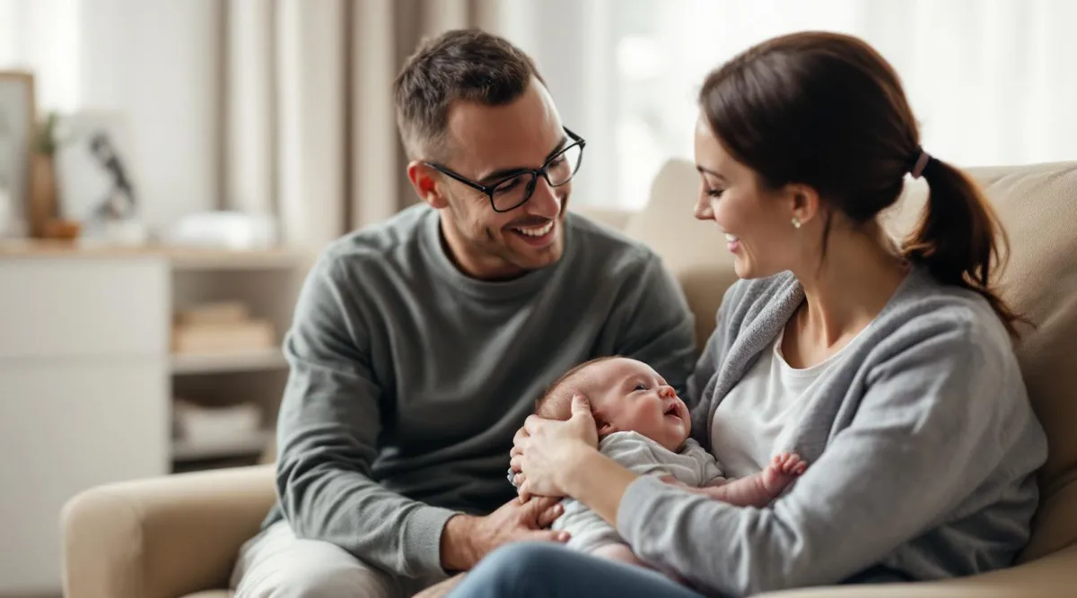 A parent sitting with their baby in a pediatrician’s office during a well-baby visit
